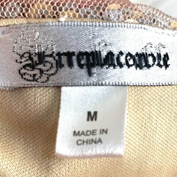 Irreplaceable Sparkly Sequin Tulle Cocktail Camisole Mini Dress Juniors M Gold - Picture 10 of 10